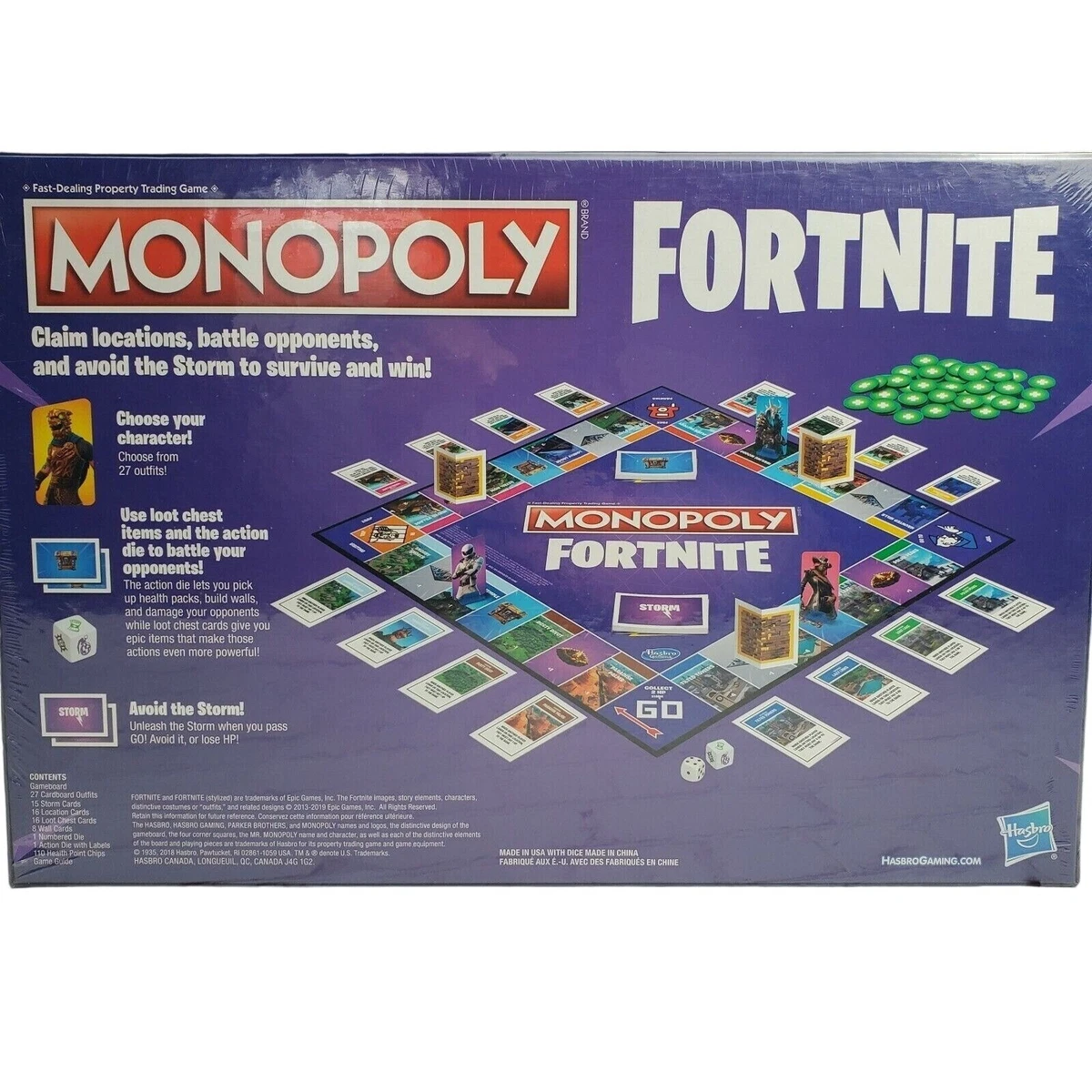 MONOPOLY FORTNITE GAME BOARD 27 NEW CHARACTERS FACTORY SEALED !!