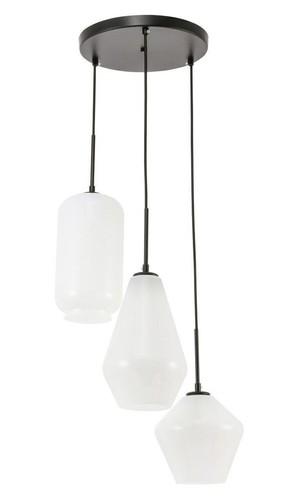 Black Pendant Light Kitchen Frosted White Shades Chandelier Dining Room Lighting - Picture 7 of 12