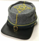 Civil War CSA Infantry 1st 2nd Lieutenant Leather Peak Kepi,Grey - ALL SIZES!!!