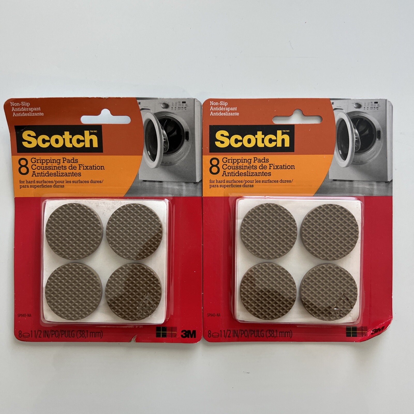 Scotch Gripping Pads, 1.5 in. Diameter, Brown, 8 Non Slip Pads 2 Pack