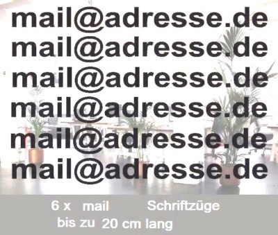 6 x mail Aufkleber Auto Mail Adresse Werbung Schriftzug Homepage Website (34)