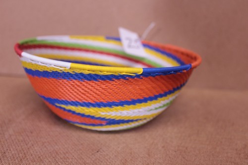 Handmade 7¼'' African Zulu Telephone wire bowl Basket #25 - Picture 3 of 8
