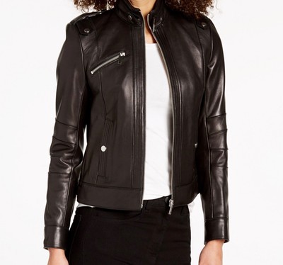 Moto Jacket Marc New York Rego Lamb Leather Soft Black Women s S NWT MSRP $380