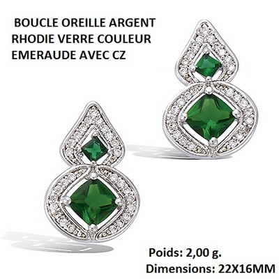 Boucles D'oreilles Dolly-Bijoux Plaque Or Avec Saphir Cz Et Diamant Cz - Clous, Pierre Bleue, Neuves