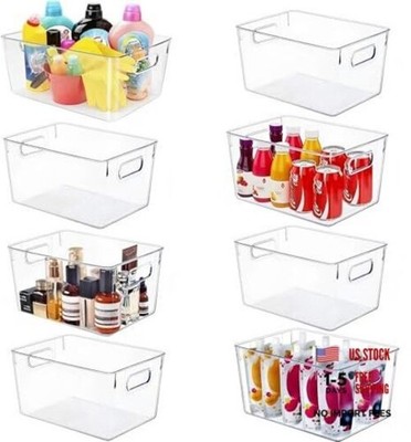 Set of 8 Large Clear Plastic Storage Bins (8L) - SKTEET W-03
