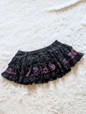 Y2K Tripp NYC Garter Strap Purple Plaid Black Lace Gothic Mini Skirt Size XL