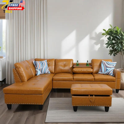 L Shaped Couches for Living Room Leather Sectional Couch Living Room Furniture 