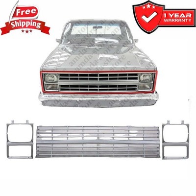 Fits Front Grille & Headlamp 3pc For 83-84 Chevy C10 Suburban Blazer Jimmy
