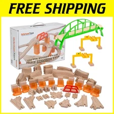 110 Pcs Wooden Train Tracks & Accessories