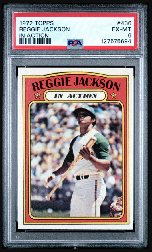 1972 Topps - In Action Reggie Jackson HOF #436 PSA 6 EX-MT