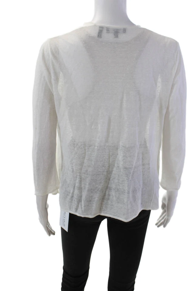 Suéter cárdigan Theory para mujer de lino Ganes J Sag Harbor blanco talla pequeña Foto 3 de 4