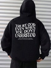 Trust God Graphic Hoodie Trust God Graphic Pullover Sweatshirt - Polyester Hoo