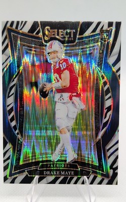 2024 Panini Select - Concourse Drake Maye #27 Zebra Shock Prizm (RC)