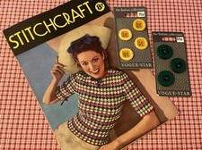 Vintage STITCHCRAFT Magazine August 1942 ~ Wartime Knitting Sewing Patterns