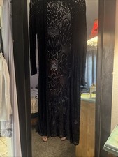 Long black crocheted duster