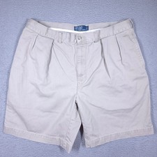 Vintage Polo Ralph Lauren Tyler Shorts Men's 38x9 Beige Double Pleated Cotton
