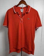 Lacoste Men's Size 8 Orange Polo Shirt Short Sleeve 100 Cotton Slim Fit