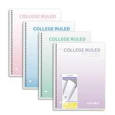 Spiral Notebooks College Ruled, 4 Pack 1 Subject Spiral Notebook, 8 x 10.5 in...