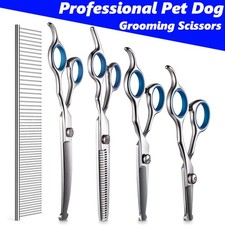 Professional 6 in 1 Pet Dog Grooming Scissors Straight Curved Shears Fur Clipper
