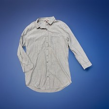 Victoria's Secret Sleep Button Dress Size M Gray/White Striped Love