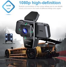 Dash Cam HD 1080p Car Dual Lens Front/Rear/Inside Video Recorder Camera G-sensor