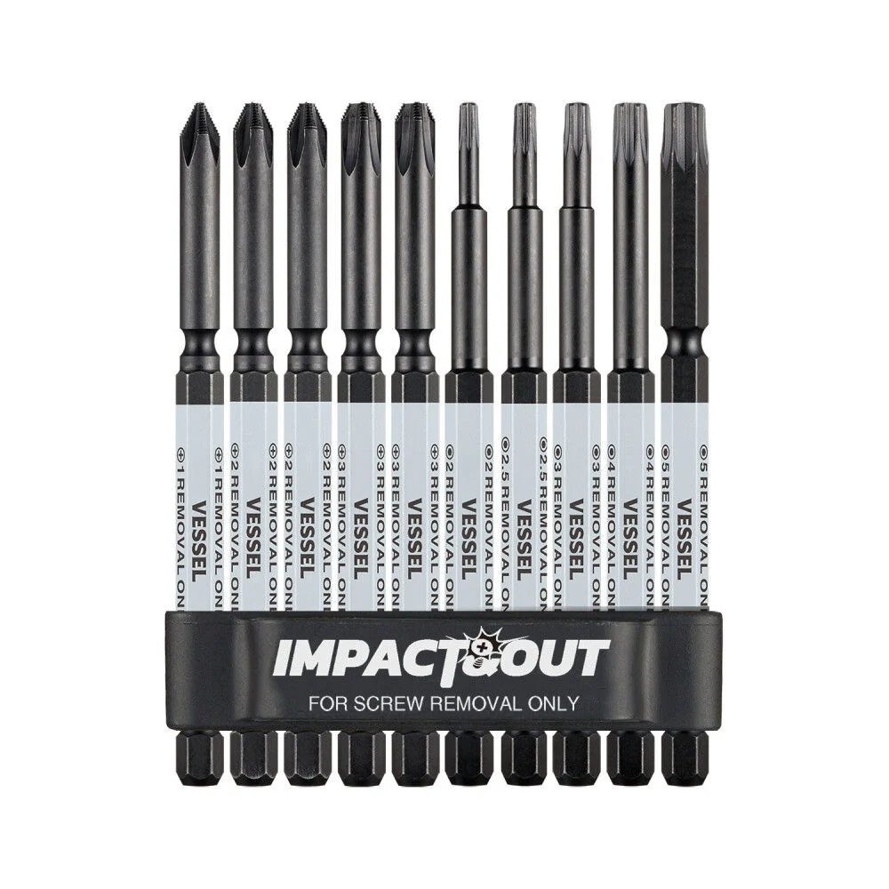 Vessel Impact And Out Screw Removing Bit Set Assorted 8-Pieces