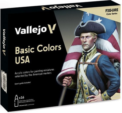Vallejo 70140 Farb-Set (159,69 /l) Basic Colors USA Basisfarben 16 x 18 ml Neu