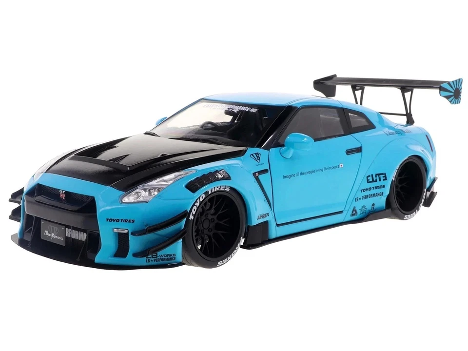 2023 NISSAN GT-R (R35) LIBERTY WALK 2.0 RHD BABY BLUE 1/18 BY SOLIDO S1805817-7B - Image 2 of 4