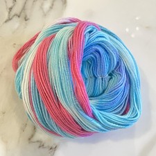 Handspun Hand Dyed 100 Merino Wool DK Weight Yarn in Cotton Sky NEW