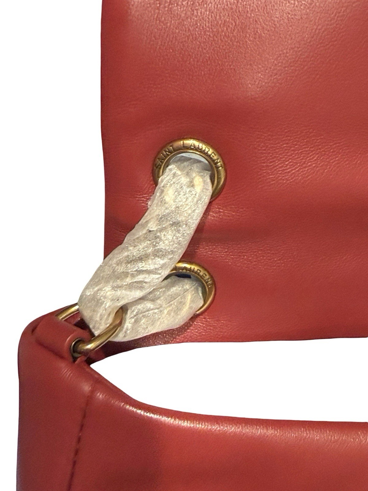 Borsa a tracolla Saint Laurent piccola in pelle Calypso colore Rouge Merlot nuova senza etichette