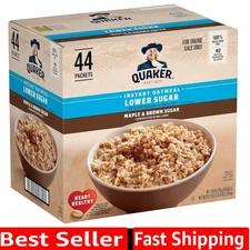 Quaker Instant Oatmeal Lower Sugar Maple & Brown Sugar, 44 Packets - 50% Less...