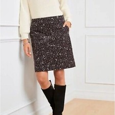 Talbots Skirt 4 Animal Print Corduroy Black Gray