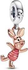 Piglet Charm, 925 Sterling Silver Cartoon Animal Charms with Cubic Zirconia