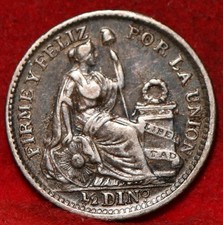 1910 Peru 1/2 Dinero Silver Foreign Coin