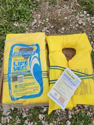 (Set of 2) NEW Seachoice Adult Life Vests Type II PFD USCG Approved Yellow 90lb+