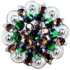 C-TY02 2 Hilason Western Berry Conchos Glass Rhinestones Bling 1.5" Tack cowgirl
