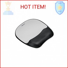 Fellowes Memory Foam Mouse Pad Wrist Rest 7 15/16 x 9 1/4 Black/Silver FEL917580