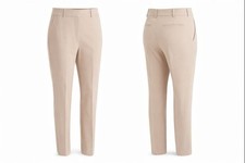Women s Beige Slim Fit Dress Pants Classic Trousers Office Career Workwear