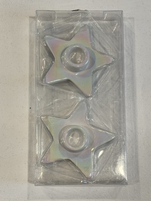 White Star Ceramic Taper Holders Set Of Two - 2 Pack