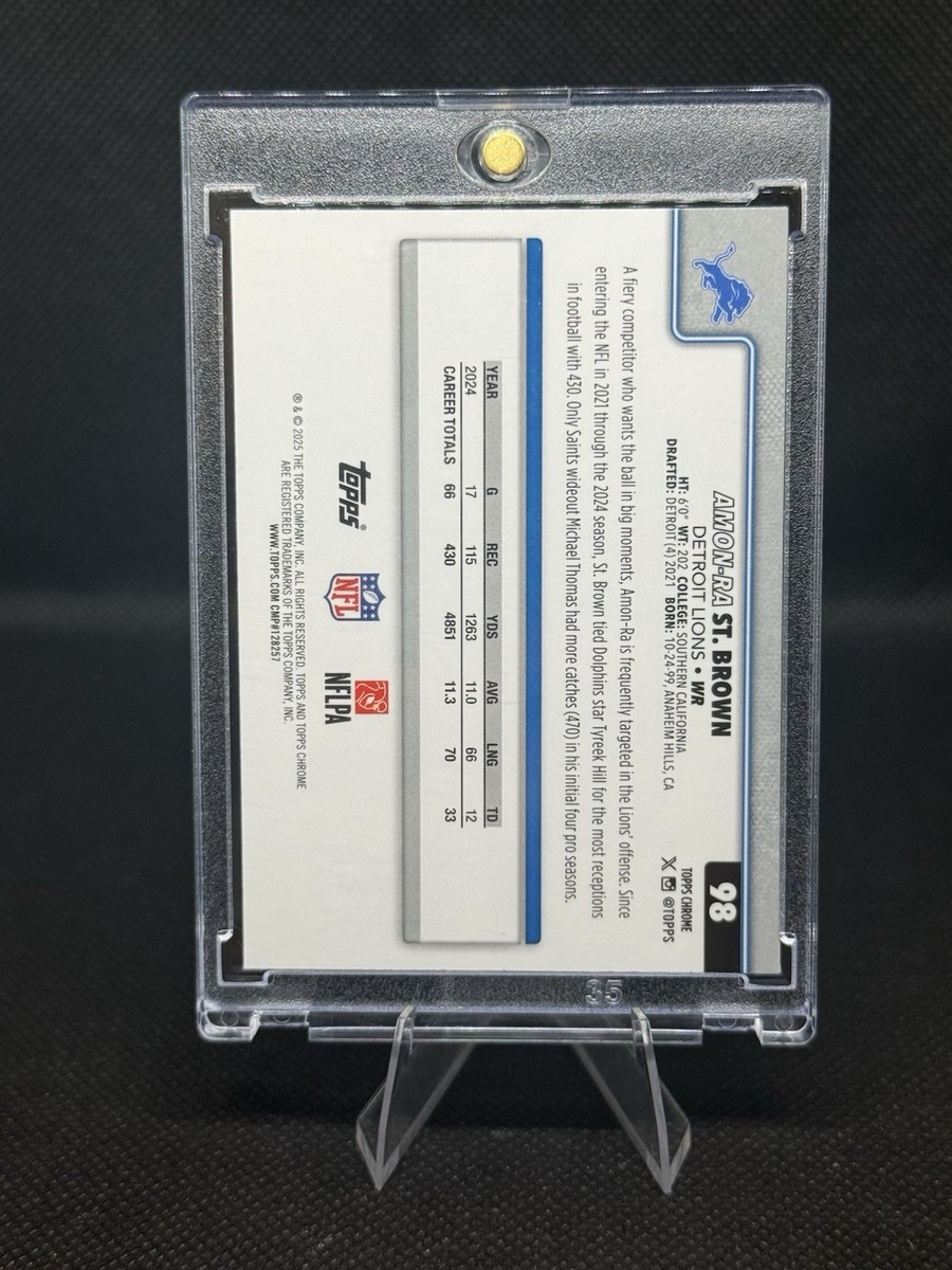 2025 Topps Chrome Amon-Ra St. Brown #98 Purple Refractor /75 Lions