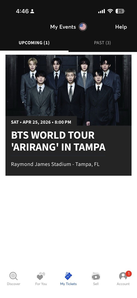 BTS World Tour 'Arirang' Tickets Tampa Sec 343 Row N Seats 1&2 | eBay