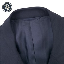 1980's 38 R Corneliani Navy Blue Heavy Knit Double Breast Silver Button Blazer