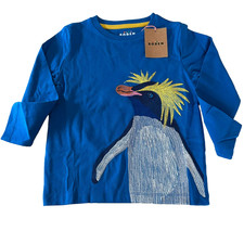 Mini Boden Cute Penguin Superstitch Long Sleeve Shirt. Size 6-7 Years.