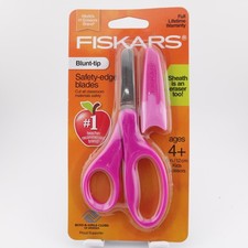 FISKARS Dark Pink Blunt-tip Kids 5" Scissors w/ Eraser Sheath Safety-Edge NEW