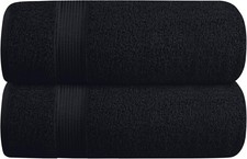 Belizzi Home Cotton 2 Pack Oversized Bath Towel Set 28x55 Large, Black