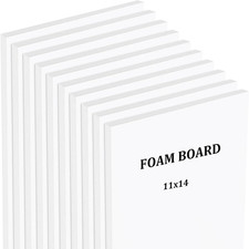 Mat Board Center, Pack of 10 11X14 Foam Board, 1/8" Thick, Lightweight White Foa