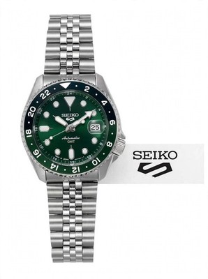 Seiko 5 Sports SSK035 Green Dial GMT Automatic Men's Watch New Box Papers