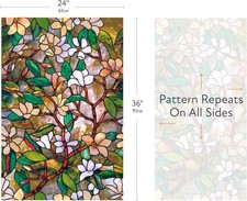 Artscape Summer Magnolia Stained Glass Window Film 24" x 36" Static Cling New