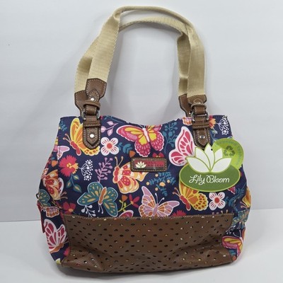 Lily Bloom Woodland Butterflies Purple Shoulder Hand Bag Purse
