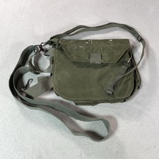Vintage Military Bag Green Army Nylon Shoulder Stra One Size External Pockets